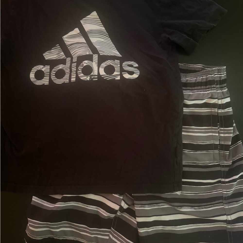 Adidas Black and White Striped Set